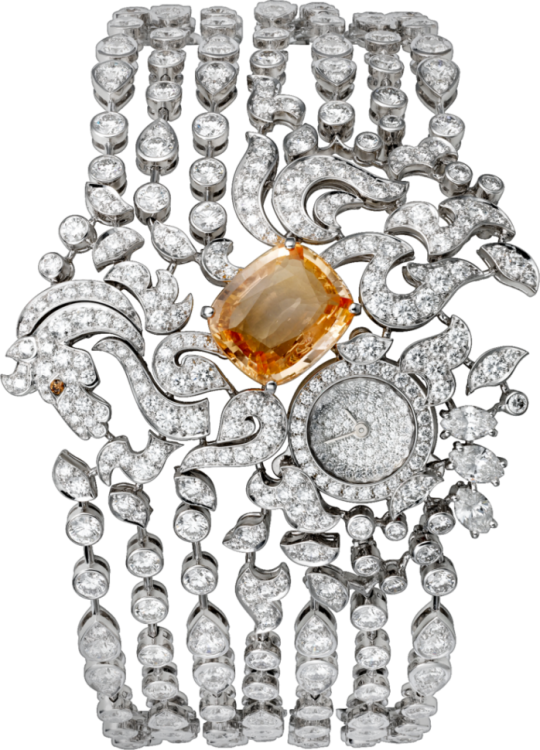 Cartier Creative Jeweled High Jewellery Visible Hour Unicorn Decor Watch HPI00553