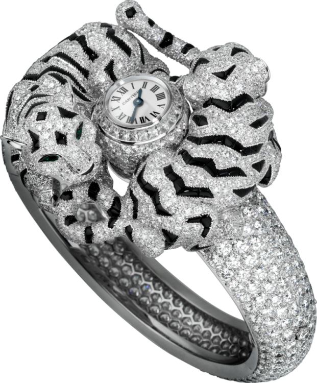 Cartier Creative Jeweled Bestiaire High Jewellery Tigers Motif Watch HPI00235
