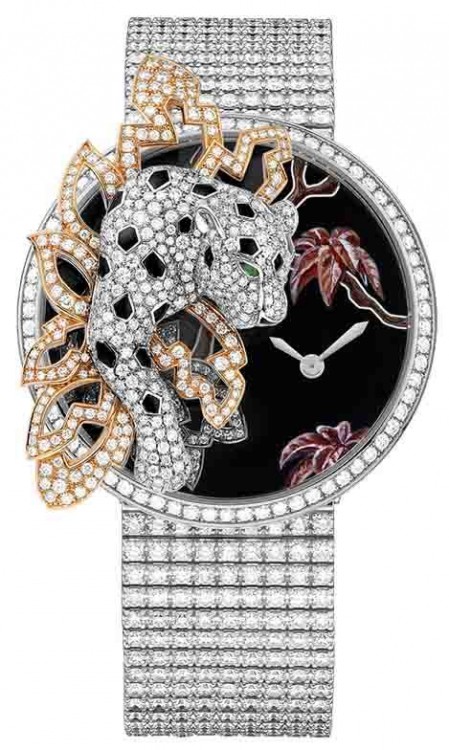 Creative Jeweled Bestiaire Watches Les Indomptables de Cartier Panther Decor Watch HPI00913
