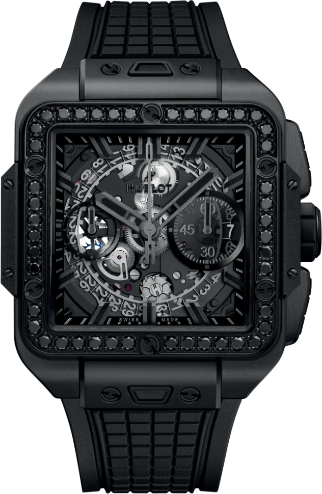 Hublot Shaped Square Bang Unico All Black Diamonds 821.CX.0140.RX.1200 Spirit.Watch