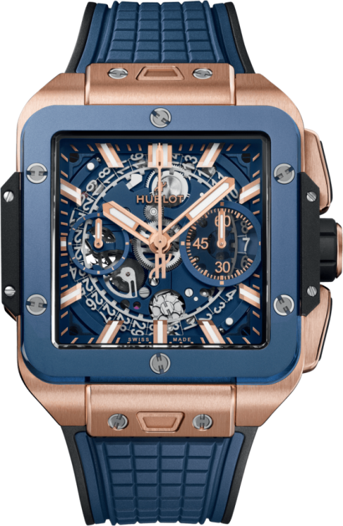 Hublot Shaped Square Bang Unico King Gold Blue Ceramic 821.OL.5180.RX