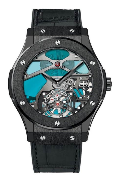 Hublot Classic Fusion Tourbillon Blue Vitrail Black Ceramic 45 502.CX.0003.LR
