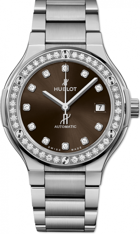 Hublot Classic Fusion Titanium Brown Diamonds Bracelet 568.NX.897M.NX.1204