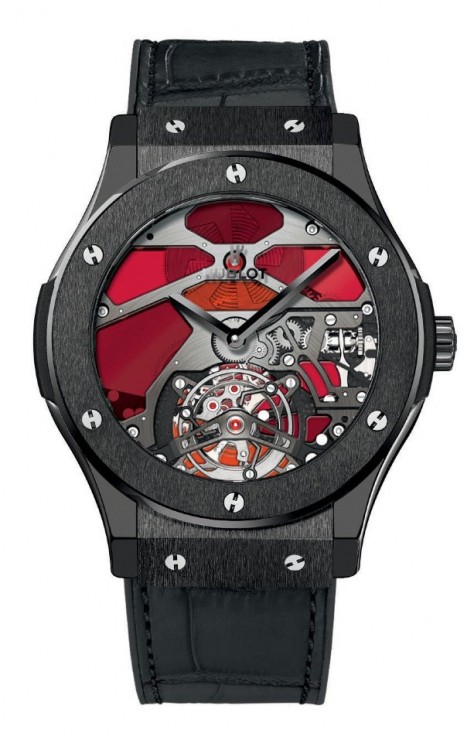 Hublot Classic Fusion Tourbillon Red Vitrail Black Ceramic 45 502.CX.0001.LR