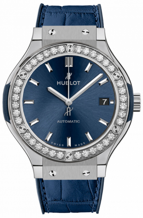 Hublot Classic Fusion Blue Titanium Diamonds 38 mm 565.NX.7170.LR.1204
